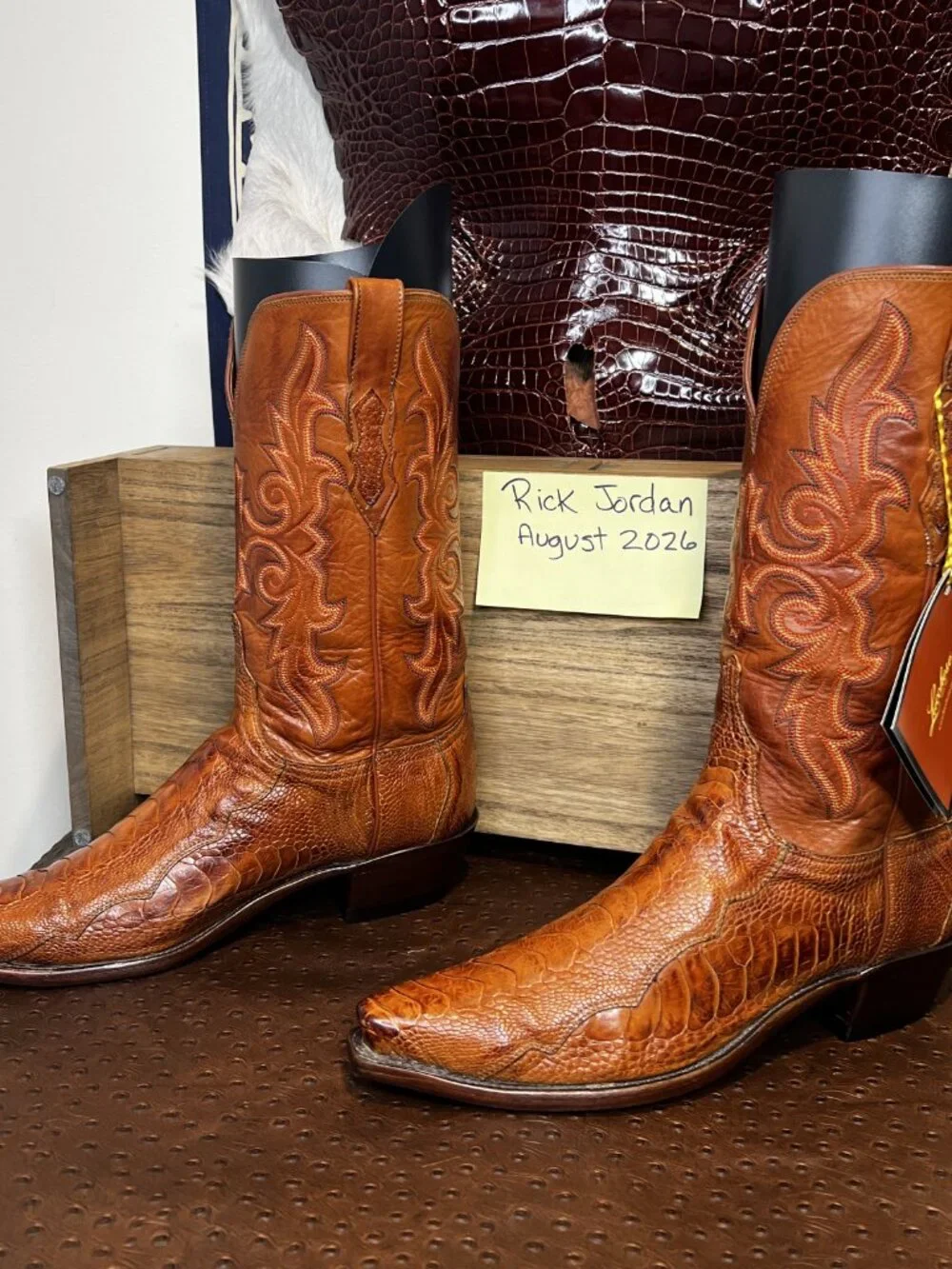 Lucchese 1883 Honey/Brandy Color Ostrich Leg Cowboy/Cowgirl Boots in size 10B/8D